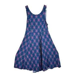 Torrid Blue Boho Floral Challis Midi Dress Fit Flare Twist Back Peep Hole 00